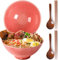 NUTRIUPS Ceramic Ramen Bowl with Chopsticks and Spoons (Pink)