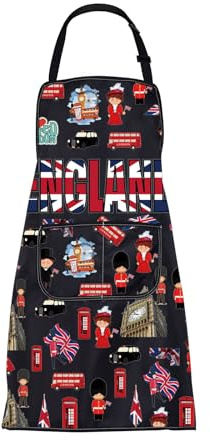 ENSIANTH England-Schürze mit Taschen für Koch, Küchenschürze, Geschenke für britische Souvenir, Geschenk, Vereinigtes Königreich, Reise, Berufsgeschenk