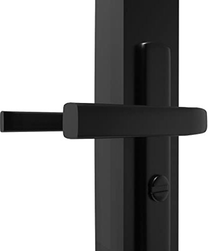 Porta Interna Nera Moderna, 83x201,5 Cm, Vetro Temperato e Telaio in Alluminio, Installazione Facile in Telaio in Legno, Include Maniglia, per Spazio Abitativo Caldo e