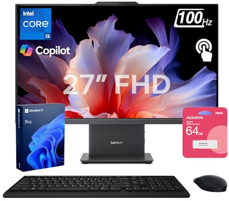 Lenovo IdeaCentre I Pro Business All-in-One, Next Gen AI, 27 FHD Touchscreen 100Hz, i5-13420H, 32GB DDR5 RAM, 2TB SSD, Wi-Fi 6, Webcam, Wireless KB &M, Bundle with ADATA 64GB USB Flash Drive