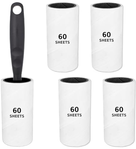 Lint Roller with 1 Roller & 300 Sticky Sheets – Pet Hair Remover, Lint Remover for Clothes, Sofa, Bed & Carpet Dust, Dog & Cat Hair Removal, Sticky Rolls, Clothes Brush, Roller Refills