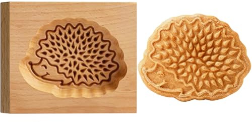 Holz-Keksform Igel Ausstechform, Plätzchenformen Cookie Cutter Backform aus Buchenholz, Wiederverwendbare Prägeform für Kindergeburtstag Frühling Ostern Backzubehör (Igel)