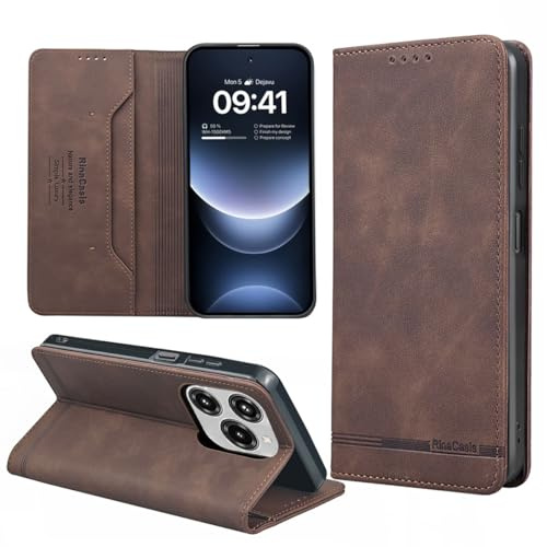 JNERBUYI Leder Handyhülle für Cubot Note 60, Premium Flip Case, Business Hülle mit Starkem Magnet, Stoßfest Schutzhülle.Wallet Handy Cover. Braun