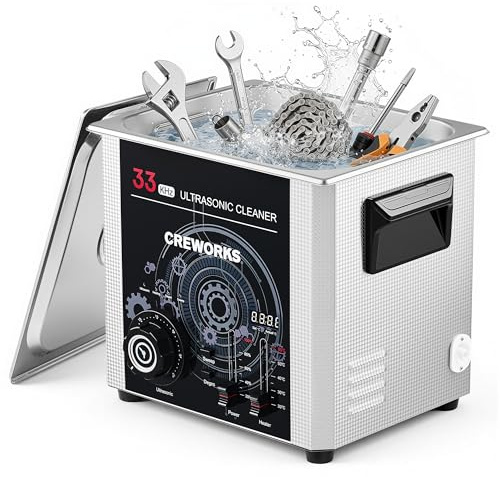 CREWORKS 10L Ultraschallreinigungsgerät Industriell, 33kHz 240W Ultraschallreiniger mit Sweep-Funktion, einstellbarer Timer und Temperatur, Teilereinigungsgerät mit Edelstahlkorb, 300W Heizleistung