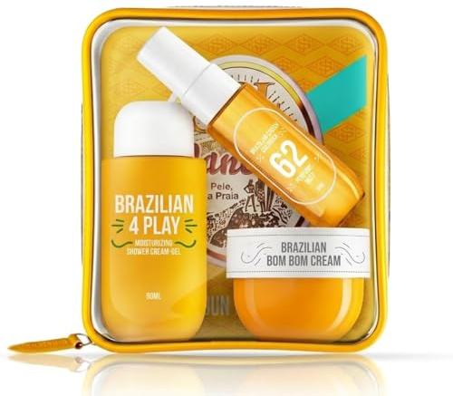 Brazilian Body Care Travel Set – Cream, Fragrance Mist & Shower Gel – Hydrating & Smoothing Skin Kit