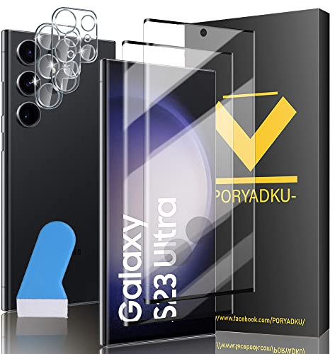 2+2 Stück für Samsung Galaxy S23 Ultra 5G Panzer Schutz Glas, inkl. Kamera Schutzfolie, unterstützt Fingerabdruck-ID, 9H Härte, HD Clear Displayschutzfolie, Blasenfrei, Hüllenfreundlich