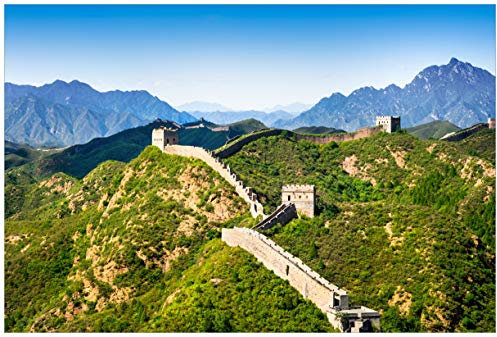 Wallario Premium XXL-Vliestapete Die Chinesische Mauer - Wahrzeichen in China im Sommer - Fototapete Größe: 400 x 267 cm