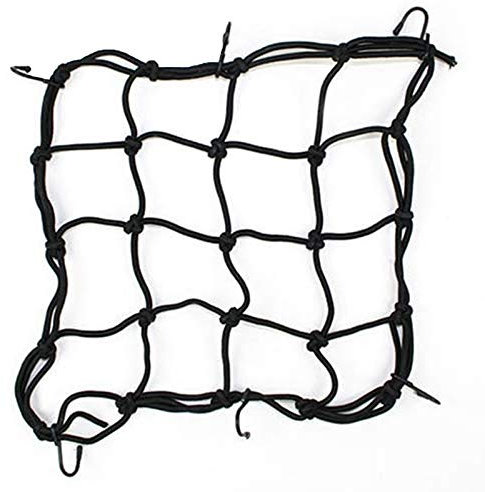 Brussels08 6-Hook Premium Bike Bungee Cargo Net Motorcycle Bike Cargo Net Mesh Bag Luggage Rope Fastened Elastic Cord String Sundries Helmet Luggage Holder Cargo Bungee Net Rope Black