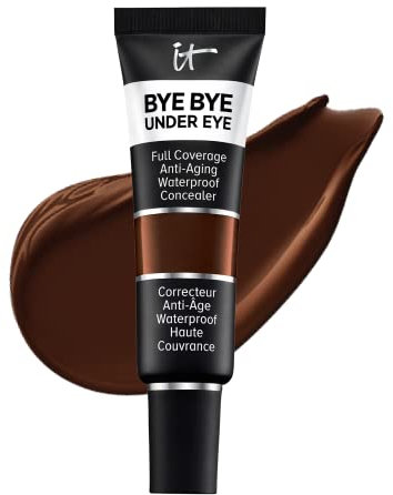 IT Cosmetics Bye Bye Under Eye Concealer (Deep Ebony) – Wasserdichter Concealer mit voller Deckkraft für dunkle Augenringe, feine Linien, Rötungen und Verfärbungen, mit Hyaluronsäure, natürliches