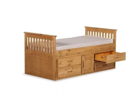 3ft Pine wood single bed frame with under bed storage drawers and door cupboard. Woodern, wooden. Antique waxed finish. 3ft and storeage drawers Waxed pine frame (No Mattress Included)