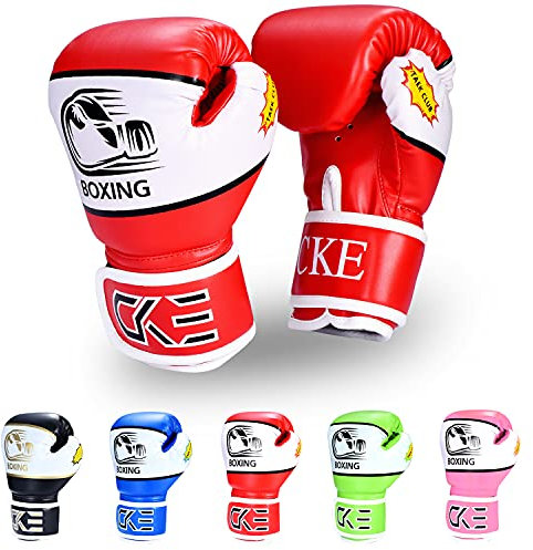 CKE Kinder Boxhandschuhe für Kinder 5-12 Jahre Jungen Mädchen,Boxhandschuhe Kinder Trainingshandschuhe Boxing Gloves für Kids Boxsack Kickboxing für Muay Thai Boxhandschuhe(Rot)