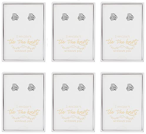 Bridesmaids Gift Set I Couldn't Tie The Knot Without You Wedding Jewelry Stud Earrings Bridesmaids Gifts Love Knot Earrings Rose Gold Proposal Gift Earring Set of 46, Rose Gold White Gold Silver
