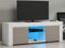 Panana LED TV Stand Unit for Living Room, High Gloss Entire Front, 120cm, TV Table Bench Cabinet Cupboard (White+Grey)