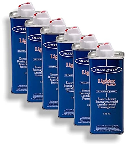 Megaprom Lot de 6 flacons d'essence de 125 ml pour briquets Zippo, briquets tempête, essence légère, essence de nettoyage, bouteilles d'essence.