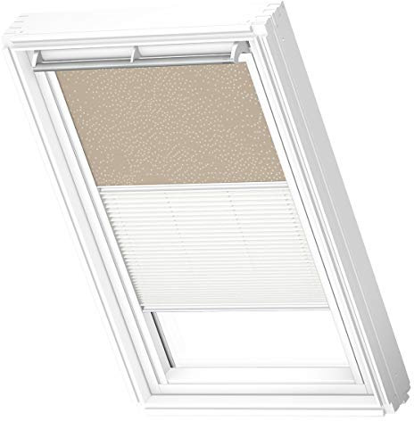 VELUX Original Dachfenster Duo Verdunkelungsrollo für SK06, Sandbeige Gepunktet, mit weißer Führungsschiene