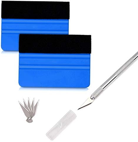 Vinyl Wrap Tool Kit, GetALift Window Tinting Tool Wallpaper Smoothing Kits Glass Protective Film DIY Applicator with Soft Felt Edge Squeegee, Precion Trim Tool and 6pcs Trim Replacements