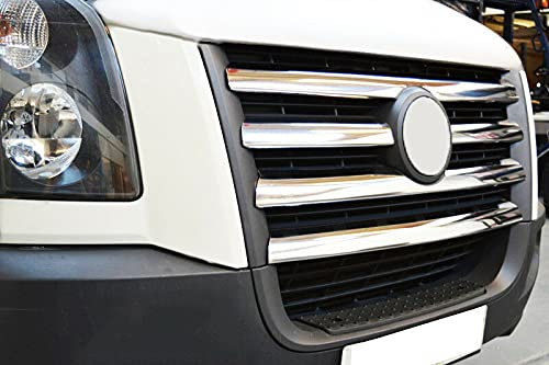RECAMBO | Parrilla Frontal | Compatible para VW Crafter I Pre-Facelift | Listones Acero Inoxidable Cromado | Embellecedor Protector de radiador
