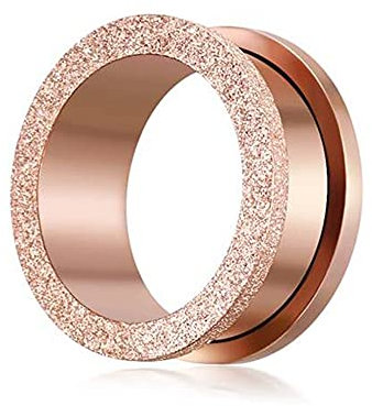 BlackAmazement 316L Edelstahl Ohr Flesh Tunnel Plug Inlay Sandgestrahlt Silber Rosegold Herren Damen (Farbe Rsoegold Ø 14mm)