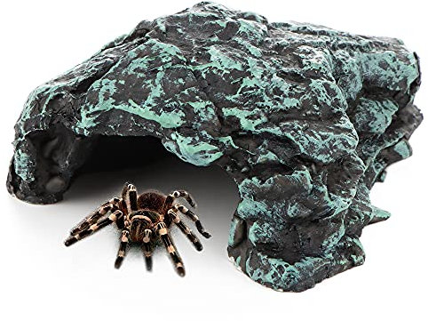 DQITJ Spinnen-Versteck, Skorpion-Terrarium-Landschaft, Tausendfüßer, Versteck Höhle, kleines Schildkrötenloch aus braunem, hochwertigem Kunstharz