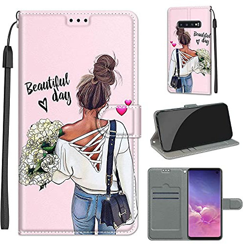 TOMYOU Hülle für Samsung Galaxy S10, Stoßfestes Flip-Holster, Premium Leder PU Handyhülle, Flip Case Wallet mit [Magnetic Closure] für Samsung Galaxy S10
