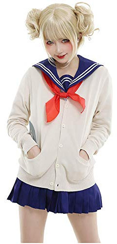 TENZHVXI Anime Cosplay Himiko Toga Cosplay Outfit, Toga Himiko Perücke Schuhe Kostüm Set JK Anime Schulmädchen Uniform für Halloween