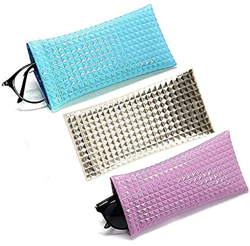 3 Pezzi PU Pelle Astuccio Occhiali, Astuccio per Occhiali Cover Morbida, Morbida Custodia Occhiali Lettura, Custodia Occhiali Porta Astuccio, per Conservare e Proteggere Occhiali da Sole e da Vista