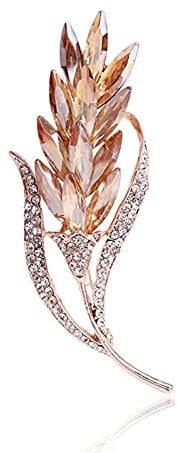 NZDY Fashionable Brooch Pin Red Glass Lady Brooches Female Multi-Color Crystal Wheat Brooches Women Rhinestone Pins Fashion Jewelry Coat Style Bridal Brooch Pin/Champagne/Champagne