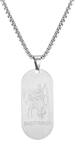 AFSTALR Gold/Silber/Schwarz Kette 12 Sternbilder Halskette Herren Tierkreis Kette Dog Tag Anhänger Konstellation Kette