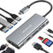 BORLTER CLAMP USB C Hub, 11-in-1 USB C Docking Station Multiport Adapter 4K HDMI, VGA, 100W PD, 4 USB Ports, 3.5mm Audio Port MacBook, XPS, More, gray, 12 x 5.5 x 1.6 cm (TGX USB C Hubs 11 in 1)