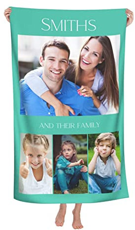 Naispanda Personalisiertes Strandtuch mit Foto, Personalisiertes Badetuch mit Foto und Text, Anpassbares Schnell Trocknendes Mikrofaser-Badetuch, Personalisiertes Handtuch - 130 * 80 cm