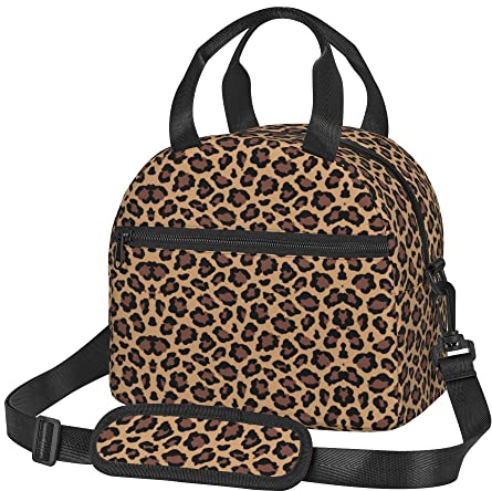 Lunchtasche mit Leopardenmuster, wiederverwendbare Leoparden-Geparden-Lunchbox für Jungen Mädchen, isolierte Kühltasche Lunchtasche mit Schultergurt für Schule, Büro, Picknick, Reisen