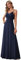 Ever-Pretty Robe de Soirée Femme Longue A Line Col V à Bretelles Mousseline de Soie Sexy Bleu Marine 38
