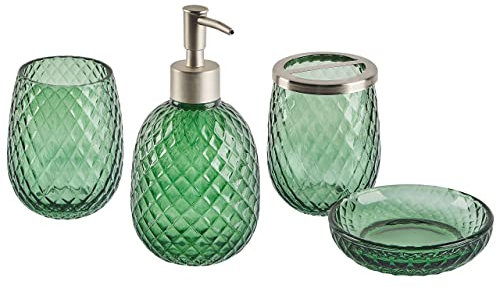 Badezimmer Set 4-teilig aus Glas in Grün moderner Stil Canoa
