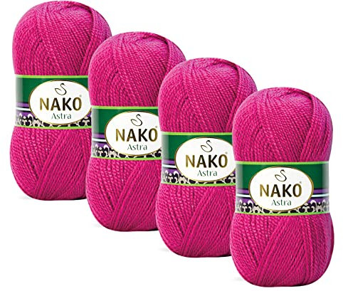 Nako Astra Strickgarn, (4 Knäuel) je Knäuel (100 g), Sie können Schals, Blusen, Schals und Pullover stricken (Nagellack 10888)