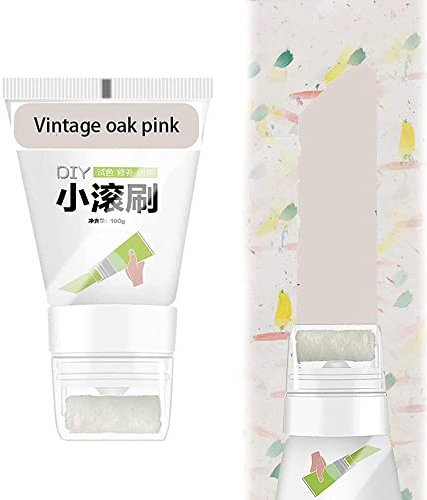 MROWCA Kleiner Rollenpinsel Latex Wandfarbe,100g White Wall Small Roller Pinselfarbe,DIY Wandfarbe Reparatur Wandpaste,Schmutzige Abdeckung Wandrenovierung Reparatur Wandfarbe (Vintage Eiche Rosa)