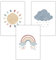 Kinderzimmer Bilder Boho 3er Set Poster Deko Babyzimmer Für Tochter Sohn Regenbogen Wolke Sonne