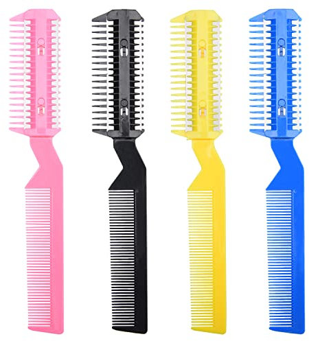 MFUOE 4 Pieces Comb Hair Cutter Double Sided Razor Comb Hair Thinner Comb Haircuts Cutting Tool Professional for Cutting, Styling, Hairdressing