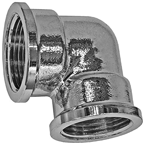 MegaHaustechnik Winkel 90 Grad 3/4 Zoll IG x IG Gewindefitting aus Messing verchromt, Chrom, mit Innengewinde-Innendurchmesser 24mm DN20 Rohr, Trinkwasser geeignet