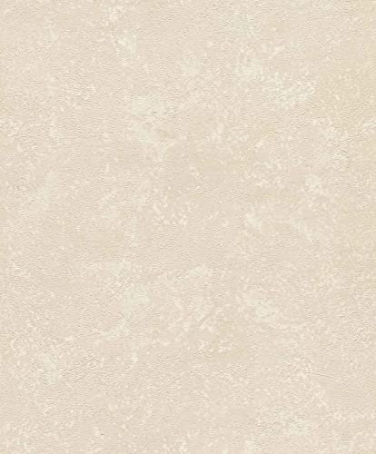 Rasch Tapete 315110 - Vliestapete in Creme Metallic Einfarbig Betonoptik Struktur aus der Kollektion Factory V