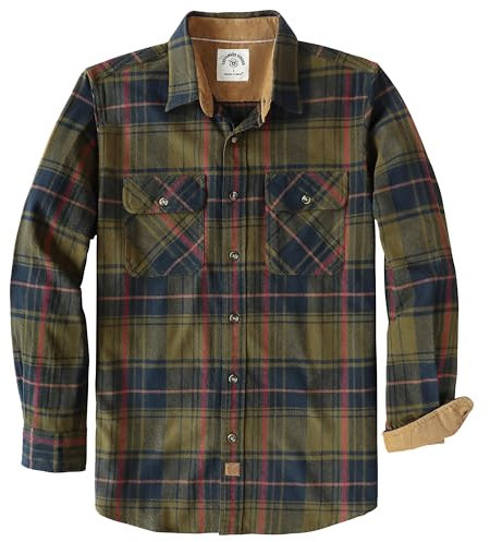 Dubinik® Flanellhemd Herren Button Down Kariert Baumwollhemd Freizeithemd Hemd Herren Langarm mit Zwei Brusttasche
