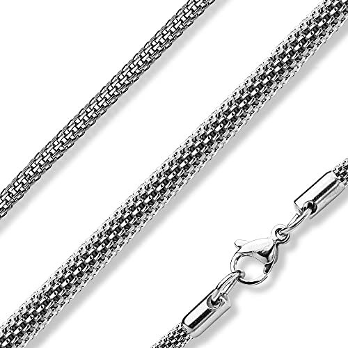Treuheld® Netz-Zopfkette in 2 Farben | Farbe: Silber | Dicke: 2mm | Länge: 50mm