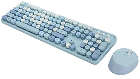 KIMISS 2.4Ghz Wireless 104, and Mouse Set Office Desktop Wireless Keyboard Key Keyboard Cute for Computer(Couleur Rose Mélangée) (Blue Mixed Color)