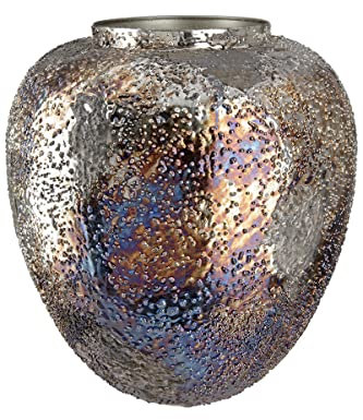 GILDE Jarrón para Flores de Metal, decoración para salón, Regalo para Mujeres, cumpleaños, día de la Madre, Color: marrón metálico, Altura 27 cm