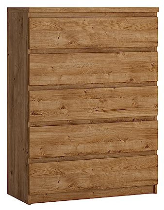 Lomadox Kommode Sideboard Schubkastenkommode mit 5 Schubladen in Eiche Nb., B/H/T ca. 82,8/113,9/40 cm