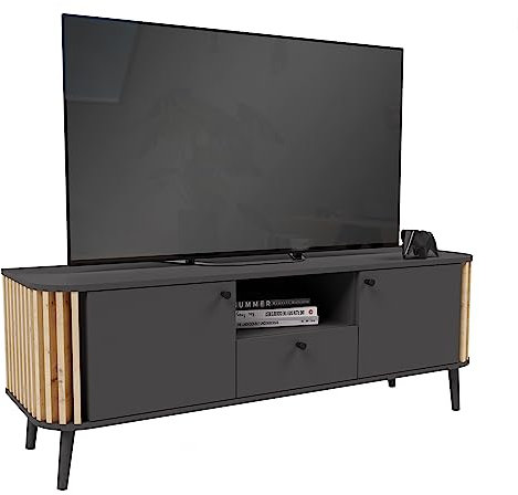 xonox.home Kommode Pure Lowboard Kommode Schrank Anrichte Stauraummöbel TV-Bank TV-Schrank in Front/Korpus grau Nb. Absetzung Artisan Eiche Nb., ca.138x50x40 cm