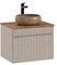 Mueble de Lavabo 60 cm Iconic Cashmere, Mueble de baño Colgante, Mueble de baño con encimera, Puertas acanaladas, Color Cachemir (Encimera Roble)