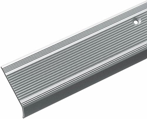 casa pura Aluwinkel Treppenprofil L-Form Winkelprofil Selbstklebend | Silber | eloxierte Stufenkantenprofil für Parkett und Laminat 6 Stück, 90 cm Länge 3 x 2 cm - Integral