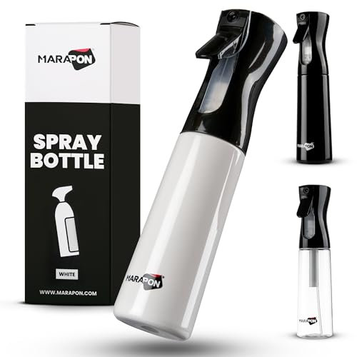 MARAPON® Sprühflasche 300ml mit Zerstäuberfunktion [Weiß] | Spray Bottle für Firseure und den Haushalt | Sprühflasche für Pflanzen | 3-4 Sekunden anhaltender Sprühvorgang | Ölsprüher