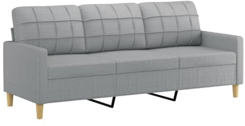 vidaXL Sofa 3 Sitzer, Couch für Wohnzimmer, Polstersofa mit Metallgestell, Loungesofa Sitzmöbel Stoffsofa Dreisitzer Wohnzimmersofa, Hellgrau Stoff