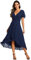 Ever-Pretty Women's Chiffon V-Neck Short Prom Dresses Wedding Guest Dress with Ruffled Sleeves Navy Blue 14UK